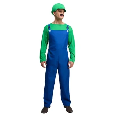 Image of Wicked Costumes Funny Workman Fancy Dress Costume Green/Blue