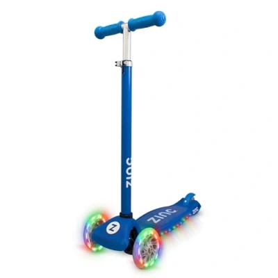 Image of Zinc Blue Superstar Light Up Three Wheeled Scooter Deck and Battery Free LED Wheels, Height Adjustable, Non Slip Deck, Age 3+, For Boys Girls, Great Gift Idea