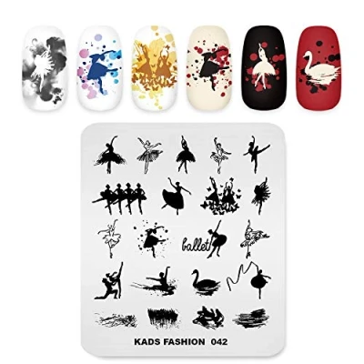 Image of KADS Flower Fashion Nail Stamping Plate Swan Dancer Template Image Design Plates for Art Decoration and DIY (FA042)