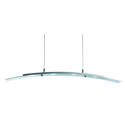 Image of LED Ceiling Pendant Bar Light Satin Silver, Glass 4 Curved