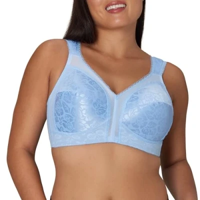 Image of Playtex Women&#039;s 18 Hour Original Comfort Strap Wire Free Bra, Zen Blue, 46DD