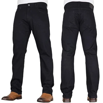 Image of Crosshatch Mens &#039;Tarrow&#039; Straight Leg Stretch Denim Jean with Designer Belt by JeanBase Black (Without Belt) 30W X 32L