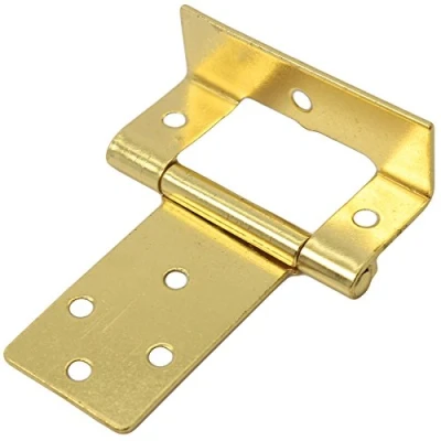 Image of 5X Pairs of Large Brass Cranked 50mm / 2&quot; Flush Hinges Offset Cabinet/Cupboard Door