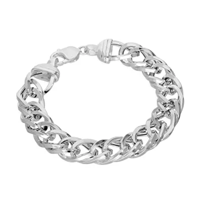 Image of Sterling Silver Thick Heavy 13mm Double Curb Mens Bracelet 8 Inches