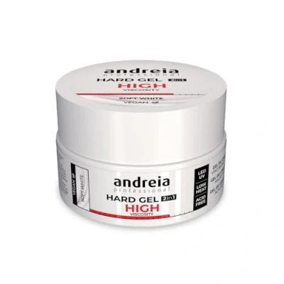 Image of Andreia Professional Hard Nail Gel Biphasic 2 in 1 LED et UV Builder High Viscosity for Strong Nails Tips and Extensions Build Up Colour Soft White 44g