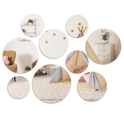 Image of 9 Pieces Self Adhesive Mirror Wall Stickers 1.5MM Thick Circle Acrylic Tiles 3D Tiny Removable Round Mirrors for Home Decor DIY Craft 10/15/18/20cm