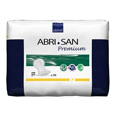 Image of Abena Abri San Premium Mens &amp; Womens Incontinence Pads, Breathable Comfortable, Fast Absorption, Discreet Effective Shaped Pads for Men/Women 7, 2100ml Absorbency, 30PK