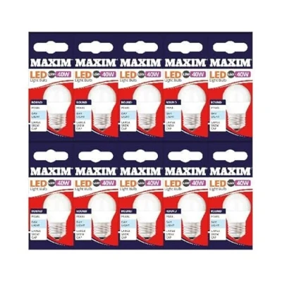 Image of Maxim LED Round Edison Screw (Daylight White) 6watt (40watt) 470 Lumen (Pack 10) 40MLRESDL5X10
