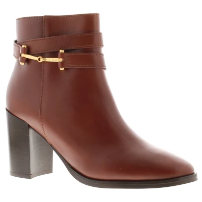 Image of Ted Baker Womens Boots Anisea Leather Block Heel Tan (archived) Size UK 4