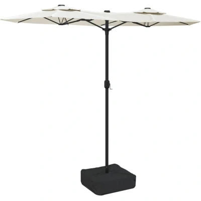Image of vidaXL Double Head Garden Parasol with LEDs Sand White 316x145 cm