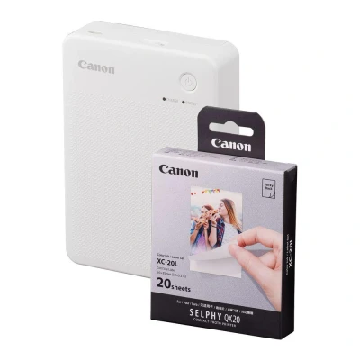 Image of Canon Selphy QX20 Instant Photo Printer Sand White + 20 Shot Pack