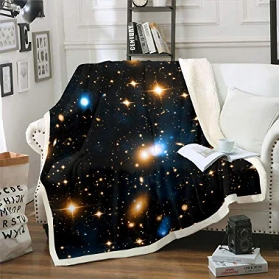 Image of Galaxy Plush Blanket Outer Space Themed Sherpa Throw Starry Sky Fleece for Sofa Couch Colorful Glitter Milky Way Fuzzy Ultra Soft Room Decor Baby 30&quot;x40&quot;