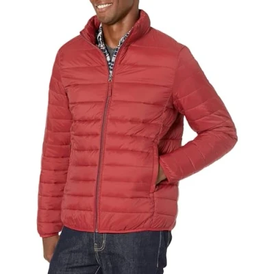 Image of Amazon Essentials Men&#039;s Packable Lightweight Water Resistant Puffer Jacket (Available in Big &amp; Tall), Brick Red, S