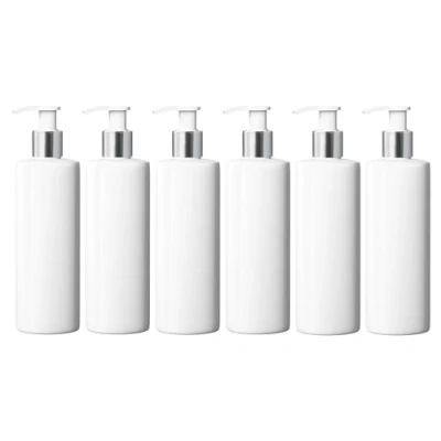 Image of 500ml Dispenser Pump Bottle White PET Plastic Silver/White Lotion Mrs Hinch Customisable DIY Refillable Bathroom Hand Soap (108)