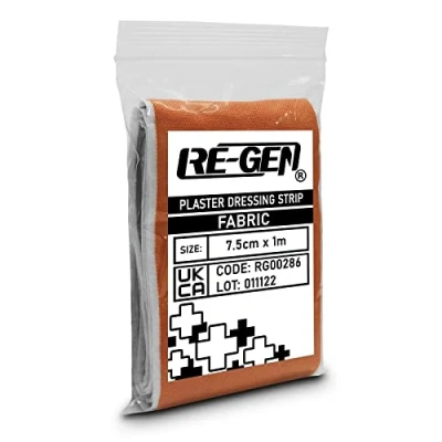 Image of RE GEN Premium Fabric Plaster Strip Roll First Aid Bandage Dressing Size 7.5cm x 1m