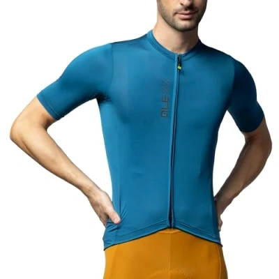 Image of Alé Cycling Men&#039;s Pragma Colour Block Short Sleeve Jersey, Lagoon, XS