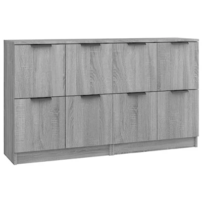 Image of vidaXL Engineered Wood Sideboards, Grey Sonoma, Ideal as Console Cabinets or Display Shelves, Sleek Minimalistic Design, Set of 2