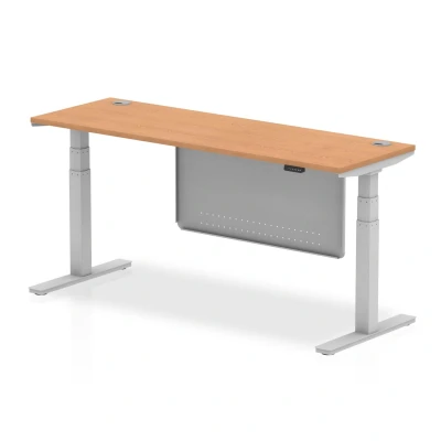 Image of Air 1800x600 Height Adjustable Desk Oak CP Silver Leg Modesty Panel