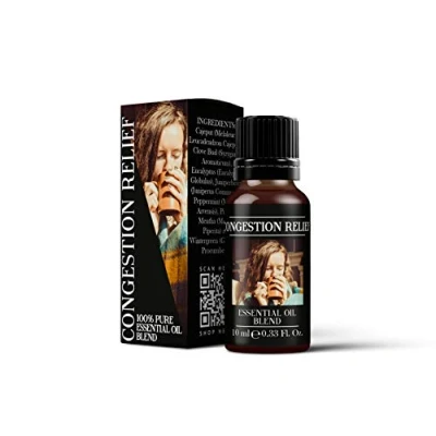 Image of Mystix London Congestion Relief Pure &amp; Natural Essential Oil Blend 10ml for Diffusers, Aromatherapy Massage Blends Perfect as a Gift Vegan, GMO Free