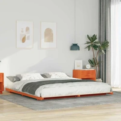 Image of Floor Bed Frame Wax brown 180 x 200 cm Solid pine wood Vidaxl