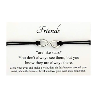 Image of Lucor Friends Are Like Stars Gifts,Friendship Wish Bracelet,Best Bestie Gifts,Christmas Birthday Gifts,Gifts for Friends(Black)