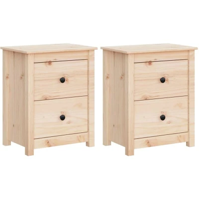 Image of vidaXL Bedside Cabinets 2 pcs 50x35x61.5 cm Solid Wood Pine
