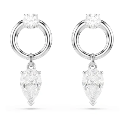 Image of Swarovski Mesmera Pierced Earrings, White, Rhodium plated