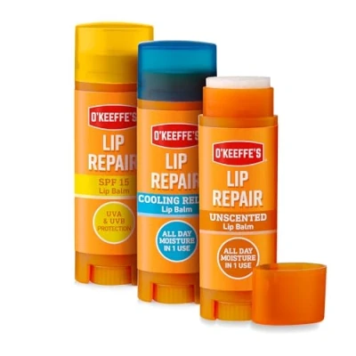 Image of O&#039;Keeffe&#039;s Lip Repair SPF15, Cooling Relief, Unscented Balm 4.2g (Pack of 3)