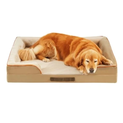 Image of Codi Extra Large Memory Foam Layer Dog Bed, Washable Orthopedic Bed Couch with Removable Zipper Cover, Waterproof Sofa Beige