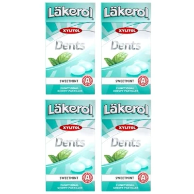 Image of 4 Boxes x 36g of Läkerol Dents Sweetmint Original Swedish Sugar Free Xylitol Pastilles Lozenges Dragees Drops Candies Sweets