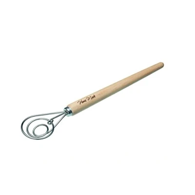 Image of KitchenCraft Home Made Hand Dough Mixer / Bread Whisk, Stainless Steel, 36 cm, Brown Silver