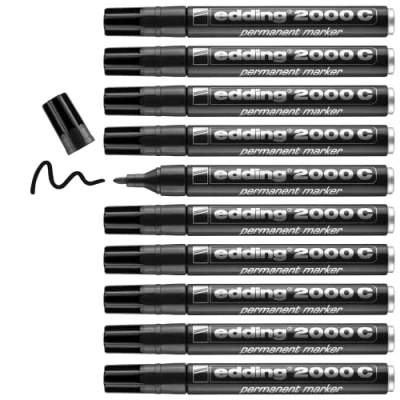 Image of Edding 2000C Permanent Marker Bullet Tip Black (Pack of 10) 001