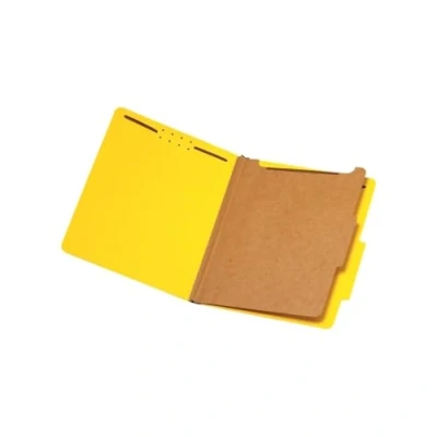 Image of Pendaflex Classification Folders, Standard, 1 Divider, Embedded Fasteners, 2/5 Cut Tab, Yellow, Letter Size, 10/BX (23734)