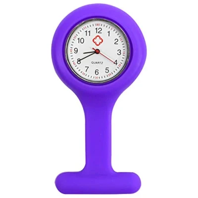 Image of TRIXES Silicone Nurse Fob Watch with Brooch Purple