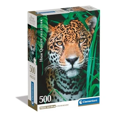 Image of Clementoni Jigsaw Puzzle Collection Jaguar In The Jungle 500 Pieces Poster Included, For Adults 14 99 Years, Gift Men/Women, Animals, Made Italy, 35541