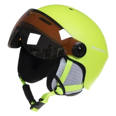 Image of Ski/Snowboard Helmet Unisex Lightweight Professional Adjustable Snow Sports Helmets with Goggles Visor (Yellow, Large)