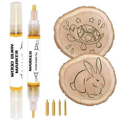 Image of EIGTWEN 2 PCS Wood Burn Marker Pen, Wooden Burning Gel Pen Used for Drawing Marks, Making It an Ideal Choice Gifts, Handicrafts, and Art Studios. Suitable Beginners