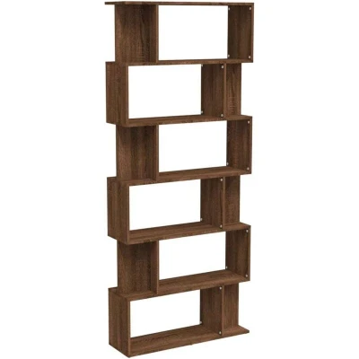 Image of vidaXL Book Cabinet/Room Divider Brown Oak 80x24x192 cm Engineered Wood