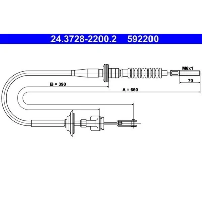 Image of 2371086G00 Clutch Cable ATE 24.3728 2200.2 SUZUKI: IGNIS 2