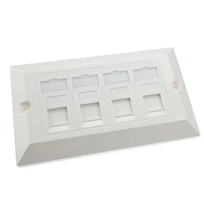 Image of kenable RJ45 Face Plate Wall Sockets Cat5E Quad 4 Port with Keystones Jacks 2G