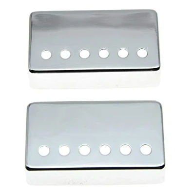 Image of KAISH Set of 2 Humbucker Guitar Pickup Cover Brass Covers 49.2mm/52mm Pole Spacing Chrome