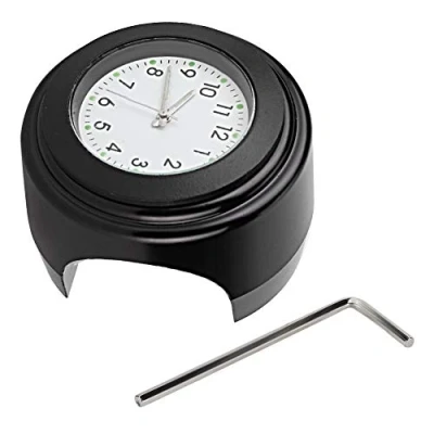 Image of EBTOOLS Motorbike Clock Motorcycle Handlebar Waterproof Modification Mount Quartz Watch Accessories Instruments(Black Surface White Dial)