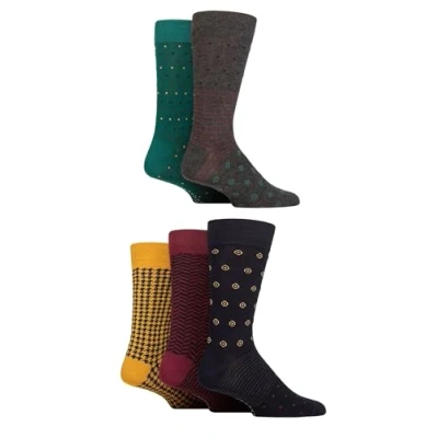Image of SockShop Men&#039;s Patterned Bright Colourful Natural Bamboo Socks Various Designs for Everyday Wear Size 7 11 Pack of 5 Royals Mix