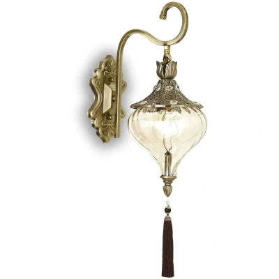 Image of Harem 1 Light Indoor Glass Wall Antique Brass, Amber, E27