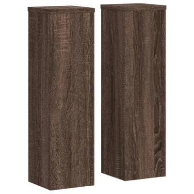 Image of vidaXL Plant Stand 2pcs Brown Oak 17x17x60 cm Engineered Wood