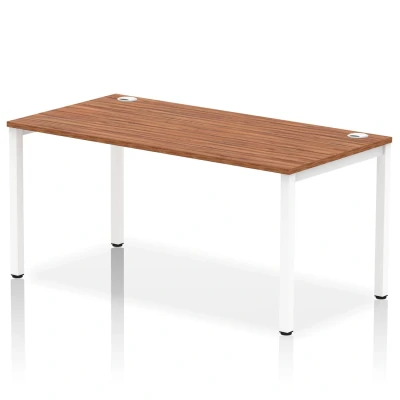 Image of Impulse Bench Single Row 1600 White Frame Office Desk Walnut