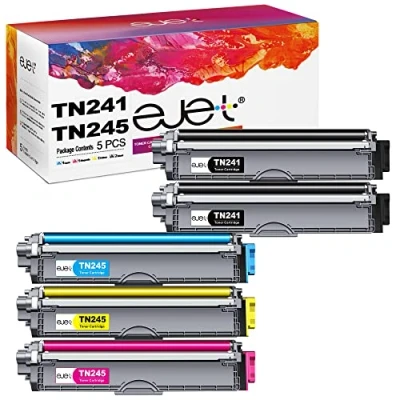Image of ejet 5 Pack TN241 TN245 Toner Cartridges for Brother TN 241 245 DCP 9020CDW 9015CDW HL 3140CW 3150CDW 3170CDW MFC 9330CDW 9340CDW (2 Black/1 Cyan/1 Magenta/1 Yellow)