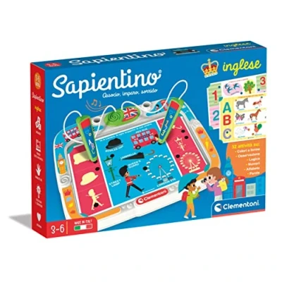Image of Clementoni Sapientino English Banquet with Activity Cards and Interactive Pens, Educational Game 3 Years, Electronic (Italian Version) Made in Italy, Multicoloured, 16387