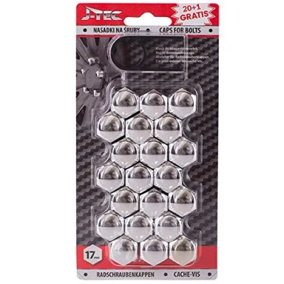 Image of AUTO STYLE J21300 set universal wheel nut/bolt covers Chrome Synthetic Material 17mm of 20+1 pieces