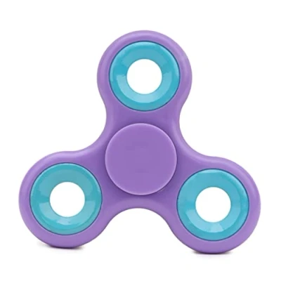 Image of Toyland® Fidget Hand Spinner Stress and Anxiety Relief Assorted Colours (Purple &amp; Light Blue Rings)